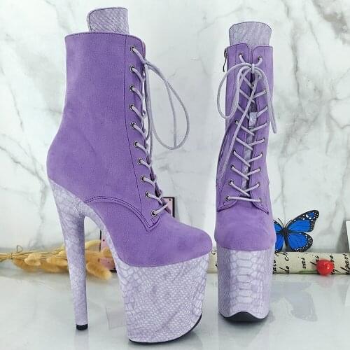 Leecabe Purple Suede Upper 20CM/8inches Pole dance shoes High Heels Pole Dance boot