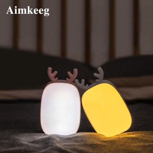 Portable Small Deer Table Lamp Power Bank Touch Sensor Eye Protection Night Light Multifunctional Energy-saving USB Bedside Lamp