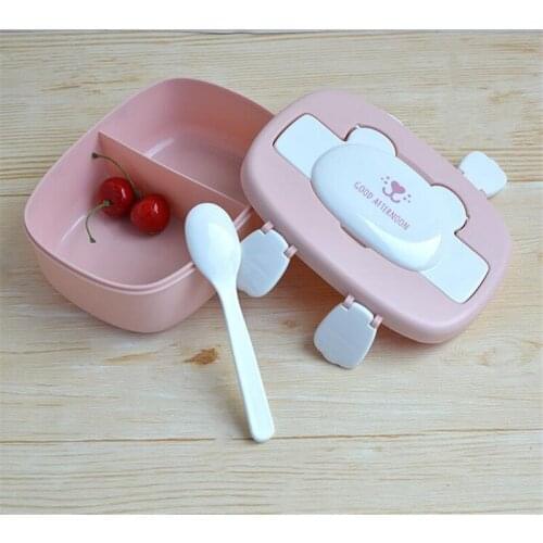 Portable Children Plastic Cartoon Bento Box Japanese Outdoor Food Storage Container Kids Student Microwave Lunch Box Utensils