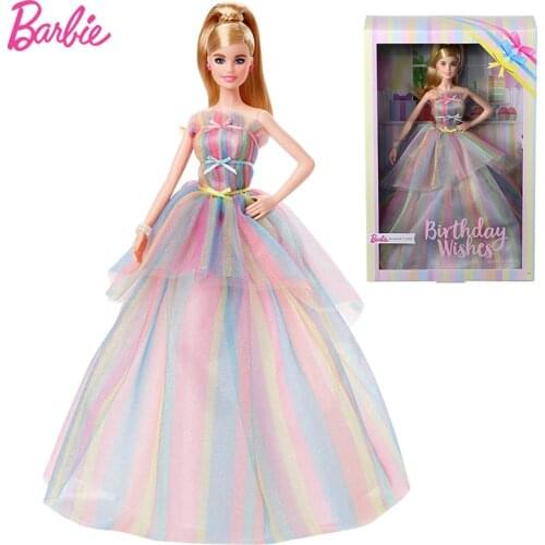 Birthday Wishes Barbie Doll Rainbow Dress Fashion Toys for Girls Barbie Clothes and Accessories Children Toys Edition CollectIon