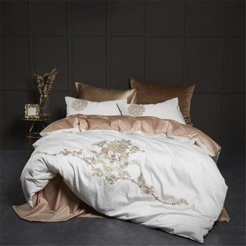 Luxurious Egyptian Cotton Duvet Cover Set, Large King Size Bedding Classic Embroidery Kit