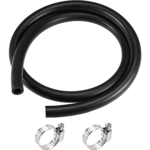 Uxcell Fuel Line Hose 10mm ID 16mm OD 3.3ft Oil Line & Fuel Pipe Rubber Water Hose Black, 2 Clamps