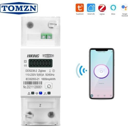 65A Single Phase Zigbee Gateway Tuya Din Rail WIFI Smart Energy Meter timer Monitor kWh Meter Wattmeter 110V 220V 50/60Hz