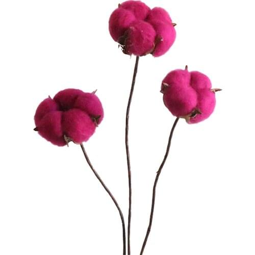 6 pcs Dried Flowers Natural Cotton Branch Home Wedding Party Decoration Macarone cotton ball stems