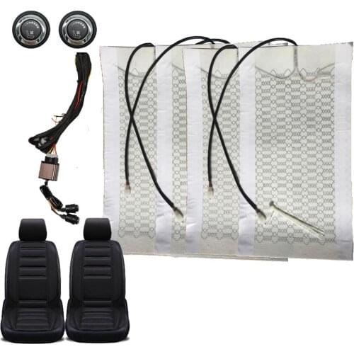 For 12V Universal Car Covers 2 Seats 4 Pads Carbon Fiber Heated Seat Heater heating 6 Level Switch Winter Warmer
