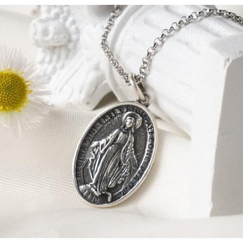 Virgin Mary Pendants ins Stylish sterling Silver necklace for women