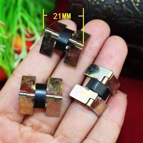 Yellow Iron Cabinet Luggage Mini Hinge,Make Up Ring Box Decoration Hinge with Springs,Antique Vintage Old Style,21*13mm,100Pcs