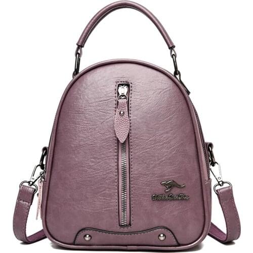 Female Backpacks Multifunction Leather Backpacks for Women Travel Backpack Mini School Bags for Teenage Girls Kangaroo