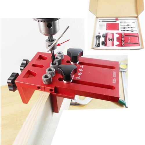 Log Tenon Hole Punch Combo/Triple Punch Locator Dowelling Jig for Furniture Fast Connecting Cam Fitting Woodworking Drill Guide