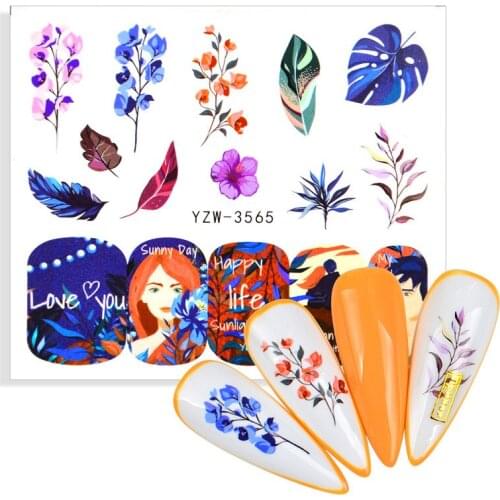 1pcs Colorful Flower Gel Polish Manicure Stickers For Nails Blooming Floral Bouquet Nail Transfer Paper Foils Decorations