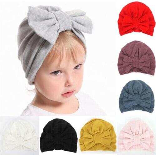 Emmababy 1pc Hats Newborn Kids Baby Boys Girls Bowknot Dot Hat Cotton Beanie Hat Winter Warm Cap Hair Accessories