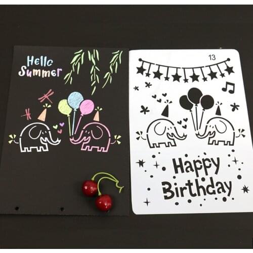 10PCS Assorted Color Metal Marker Pens + 5PCS Drawing Stencils Templates for DIY Photo Album Scrapbooking Diary Crafts