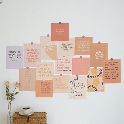 16Pcs Ins Style Genki Note Paper Card Sticker Wall Decoration Photography Props Make People Feel Vigorous Accessori Home Decor