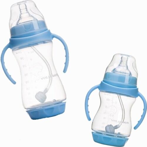 VALUEDER 2PCS PP Baby Feeding Bottles Set Plastic BPA Free Anti-colic Baby Milk Bottle with Straw for Infants Feeding