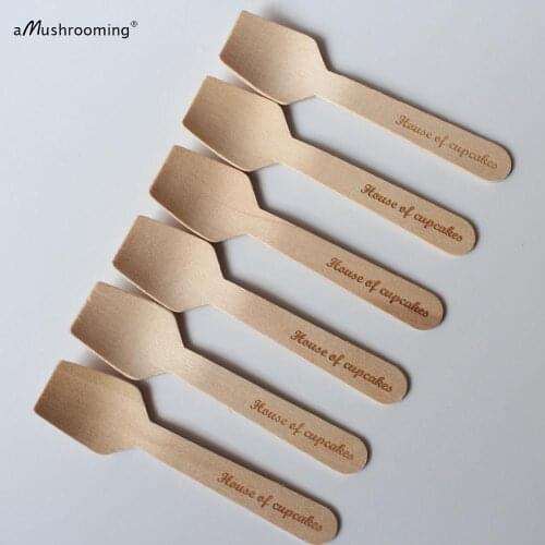 200 pieces cupcakes spoons dessert spoons customized wooden spoons Cake House Muffin Personalized Flavor Decoration
