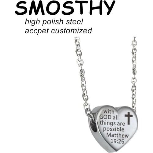 2020 New Steel with GOD all things are possible Matthew Necklace Fashion Religion Heart Jewelry SSN009,1Pcs Sold