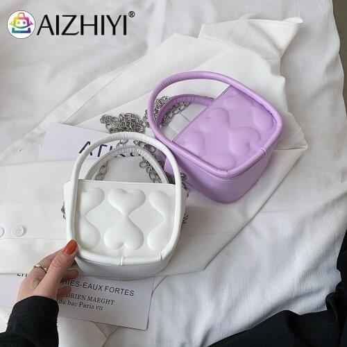 2021 Fashion Women Embossing Chain Pure Color PU Small Handbag Crossbody Bag Elegant Ladies Handbag Shoulder Bag