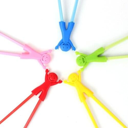 5Pairs/Set Children Kids Baby Beginner Cartoon Style Easy Fun Learning Training Helper Chopsticks Random Color