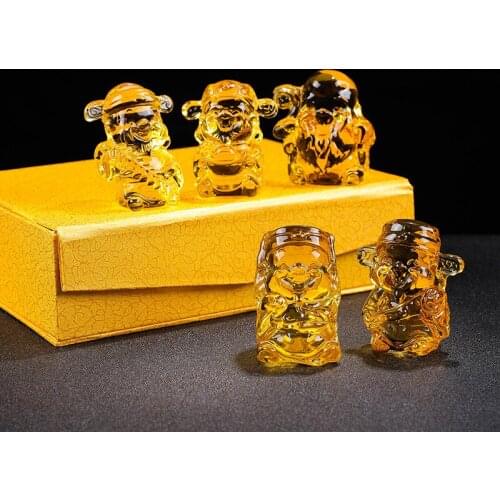 5pcs/set crystal sculpture good fortune, ample salary, longevity, happy life and great wealth funny small statue home decor gift