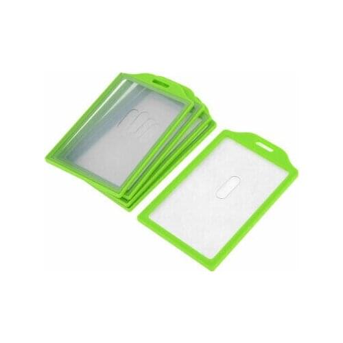 5pcs Grass Green Plastic Frame Vertical Slide ID Card Holder 91mm x 59mm