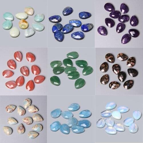 5Pcs Colorful Faceted Gemstones Charm Jaspe Natural Stone Opal Waterdrop Quartz Pendant for Jewelry Making Neckalce Accessories