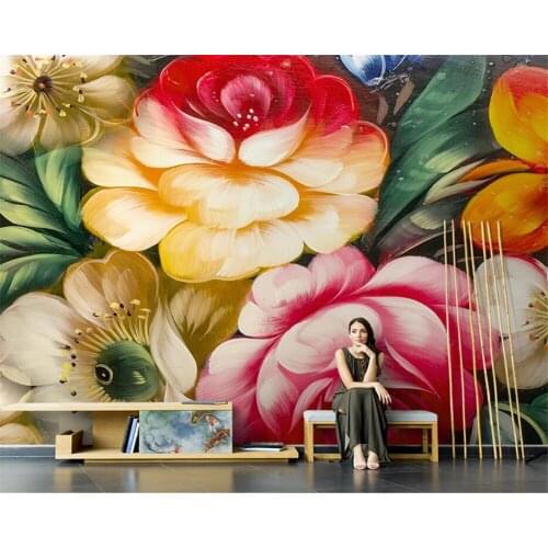 Beibehang Custom Nordic hand-painted abstract floral flower papel de parede wallpaper living room TV background wall paper