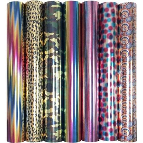 Free shipping 1 sheet 10"x20"/25cmx50cm Leopard Print Camouflage pattern Laser Heat Transfer Vinyl Press Tshirt Iron On HTV Film