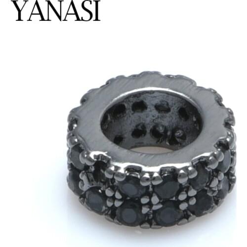 Black Spacer Beads Jewelry Findings Micro Pave Black Zircon For Man Woman Beads Bracelet Gift Jewelry Making