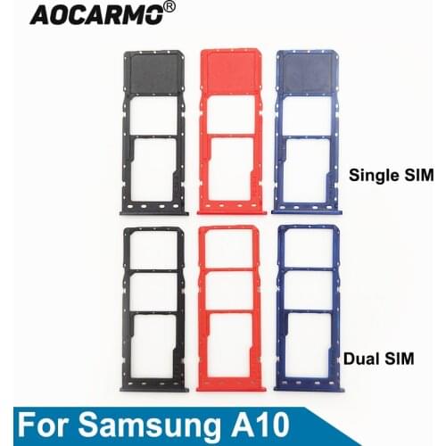 Aocarmo Dual & Single Sim Card MicroSD Holder Nano Sim Card Tray Slot Replacement Part For Samsung Galaxy A10