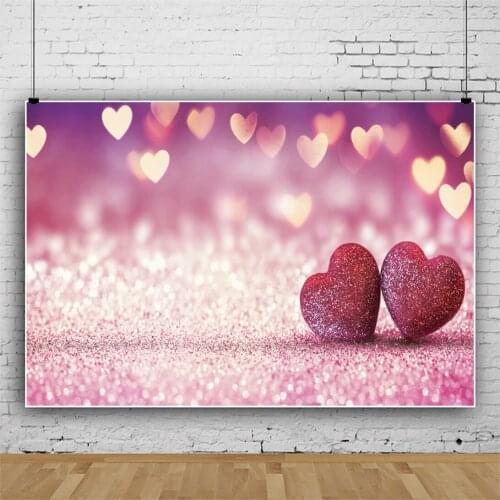Laeacco Valentines Day Love Heart Light Bokeh Pink Glitters Family Photocall Photo Background Photographic Backdrop Photostudio