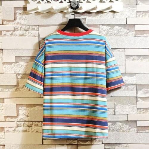 Korean Striped Short Sleeve T-Shirts Men 2020 Summer Fashion O-Neck Large Size 4XL 5XL Tees Brand Soft Loose Tops Male Clothes