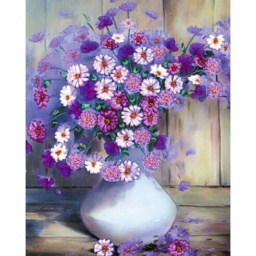 GATYZTORY 60x75cm Frame DIY Painting By Numbers acrylic purple Flower Hand Painted Oil Paint By Numbers For Home Decor Art