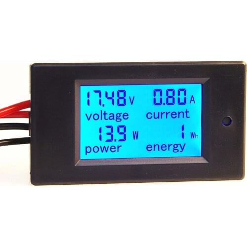 DC 6.5-100V 20A Voltage Amperage Power Energy Meter DC Volt Amp Tester Gauge Monitor LCD Digital Display with Blue