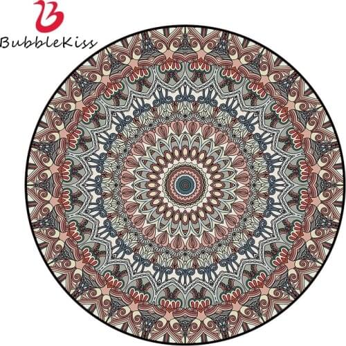 Bubble Kiss Round Rug Ethnic Style Art Printed Carpets For Living Room Door Mat Home Decorative Carpet Bedroom Bedside Area Rugs