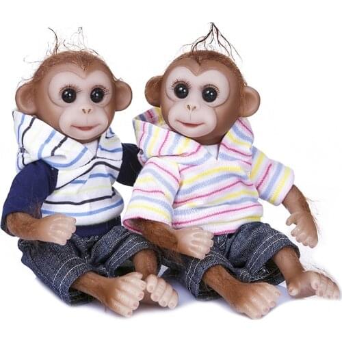 22cm 8inch Reborn Small Size Monkey Mini Doll Animal Adorable Lifelike Photography Props Collecting Hobby Birthday Gift