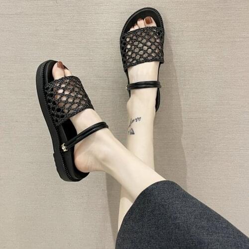 Flat shoes summer new style thick-soled fairy style student Korean version of wild two-wear sandals and slippers women