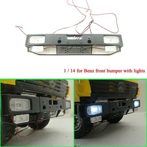 Metal Bumper with Light for 1/14 Tamiya RC Truck Car Benz 56301 56305 1838 Diy Parts