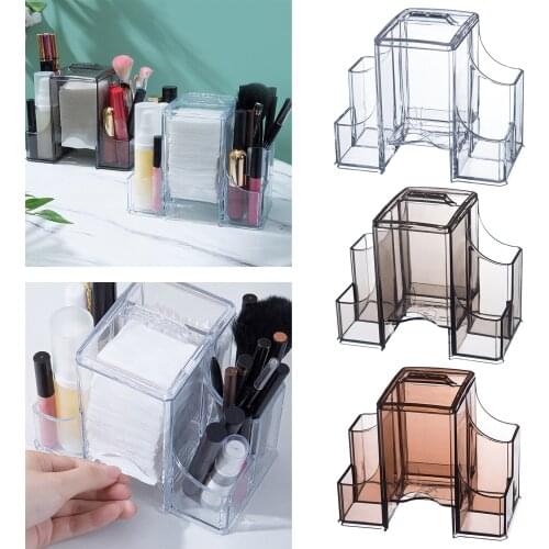 Multi-functional Clear Cosmetics Organizer Storage Box Waterproof Display Compartment Design for Cotton Pads Bathroom Bedroom