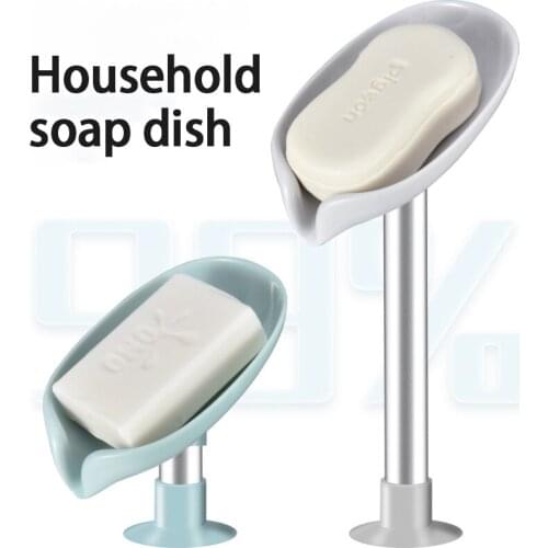 Leaf-shaped Soap Dish Shower Soap Dishes Box Soaps Holder Dishes On The Wall Suction Cup Drain Rack Container Bathroom Supplies