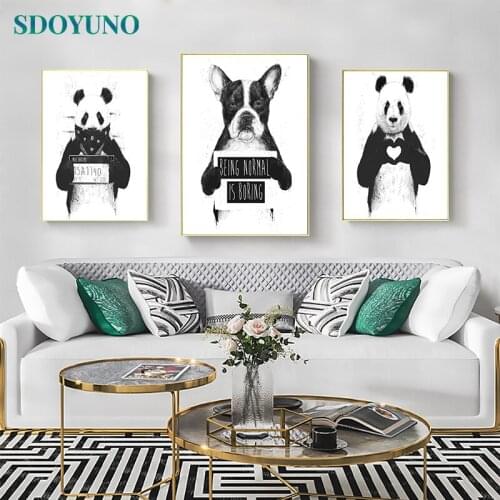 SDOYUNO Animals Oil Paint By Numbers Kits Panda Painting By Numbers On Canvas Frame 60x75cm Watercolor Painting DIY Home Decor