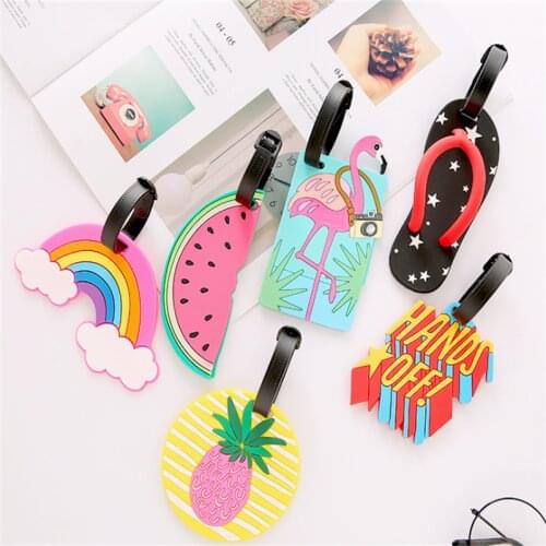 Cute Flamingo Luggage Tag Suitcase Identifier Rainbow Tag Boarding Pass Cartoon Cute Tag Consignment Card Bus Card Sets