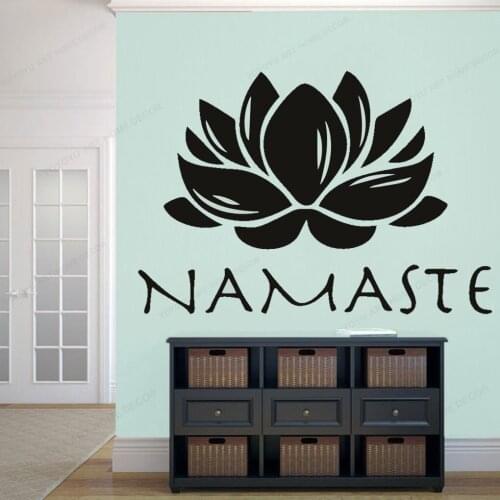 Namaste Lotus Religion Wall Decal Art Removable Decoration India Yoga Wall Stickers Bedroom Living Room Poster HD287