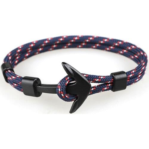 2021 New Fashion Survival Rope Bracelet Chain Multilayer Anchor Charm Bracelets & Bangles Men Women Gift Sport Hooks Navy Style