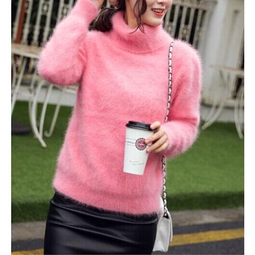 New Knitted Real Mink Cashmere Pullovers Turtleneck Natural Pure Mink Cashmere Sweaters Hot Sale Top Rated Wholesale TBFP962