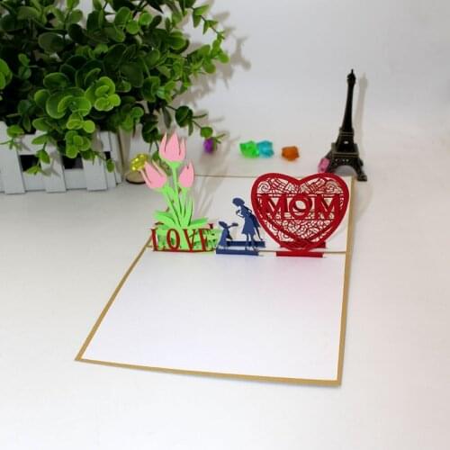 New Design 3D Handmade Kids Show Love MOM Carnations Greeting Cards PostCard Thanksgiving Mothers Day Gift Birthday Present