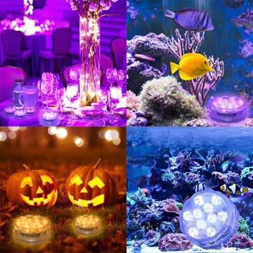 Battery Operated 10leds RGB Led Submersible Light Garden Swimming Pool Light Underwater Night Lampfor Wedding Party Vase Bowl
