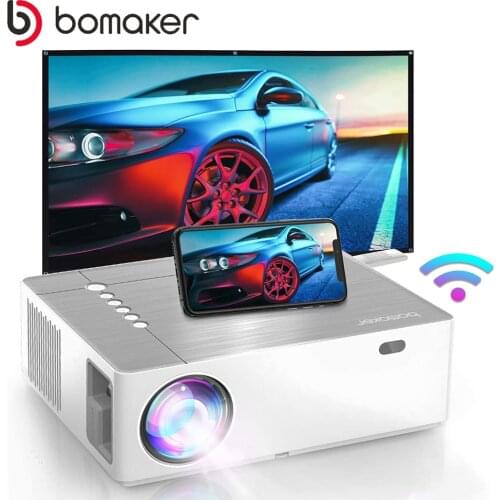 BOMAKER 1080p Projector Option Android 10.0 1920x1080 Full HD LED Home Theater Video Projector for Smartphone Tablet PC Cinema