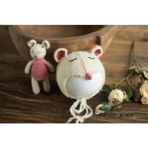 Neonatal photography props studio mouse hat doll baby full moon baby hat