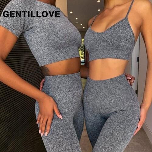 Shirts Legging Work-out Suit 2 Piece Sports Short Sleeve Crop Top High Waist Running Legging Set Gym Clothing Fitness Tracksuit