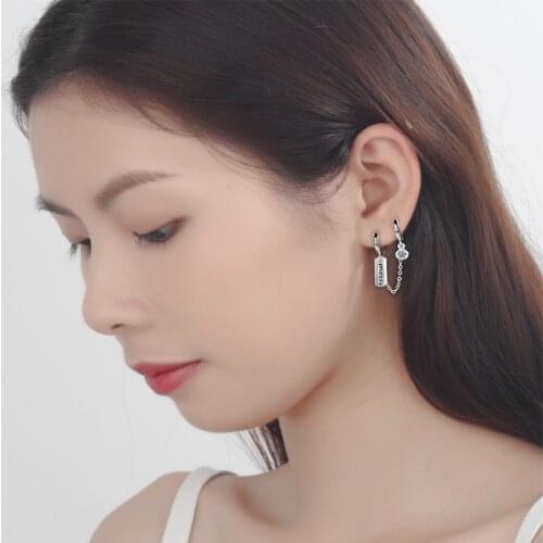 Hoop Earrings For Women Men Merci Zircon Chain Dangle 2020 Korean Kpop Hoop Earrings Friendship Xmas Gift for Girls Sister Bro